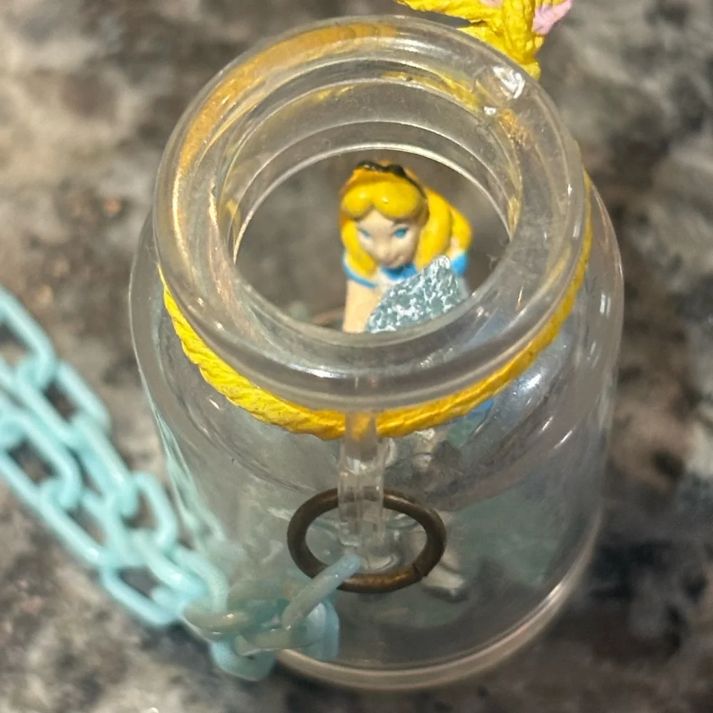 Miniature Alice in Wonderland Doll in Jar Necklace,